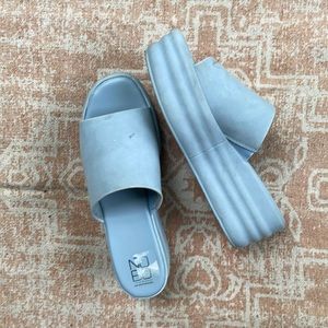 Light Blue Platform Slide Sandals